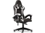 Sedia Da Gioco Ergonomica - Cuscino Lombare + Poggiatesta - Regolabile In Altezza - Bianco E Nero