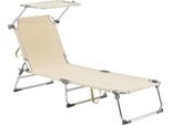 Lettino 'Legorreta' Con Tettuccio Regolabile Struttura In Alluminio 189 X 57 X 28 Cm Beige