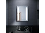 Sonni Specchio Da Bagno Con Illuminazione 60×45 Cm Bianco Freddo A Risparmio Energetico Senza Nebbia IP44 Specchio Da Parete Interruttore A Sfioramento