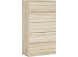 Cassettiera Con 5 Cassetti, Colore: Rovere Sonoma, 125 X 70 X 39 Cm