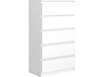 Cassettiera A 5 Cassetti In Bianco Opaco, 125 X 70 X 39 Cm