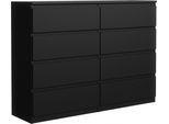Cassettiera Con 8 Cassetti In Nero Opaco, 138 X 101 X 39 Cm