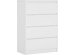 Cassettiera Con 4 Cassetti, Bianco Opaco, 101 X 70 X 39 Cm