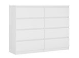 Cassettiera 8 Cassetti, Colore: Bianco Opaco, 120 X 101 X 39 Cm