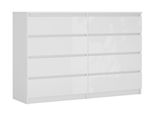 Cassettiera 8 Cassetti, Bianco Opaco / Bianco Lucido, 138 X 101 X 39 Cm
