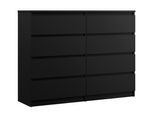 Cassettiera 8 Cassetti, Colore: Nero Opaco, 120 X 101 X 39 Cm