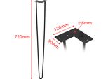 Karpal 4 Pezzi Gambe Del Tavolo Gambe A Forcina 2 Barre Fai Da Te Gambe A Forcina 72Cm (28 Pollici) Per Tavolo Da Pranzo, Comodino, Scrivania, Armadi Tv, Nero