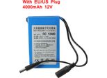 Dc 12V 4000Mah Batteria Al Litio Super Ricaricabile Agli Ioni Di Litio + Spina Ue