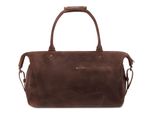 Buckle & Seam Pelle Borsa Da Viaggio Linwood Blu Weekender Brown Marrone Scuro