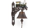 Campanello Da Parete Nostalgico In Ghisa Con Locomotiva Decorativa - Campanello Per Giardino Casa Porta A Muro - Campanello Resistente Alle Intemperie Rustico Colorato - 24,5 X 14 X 33 Cm - Look Antico