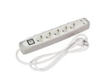 Presa 5 Vie Con Interruttore - 2 Porte Usb - Cavo 1,5 M - Grigio/Bianco - Schuko