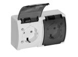 Serie Koala A Plafone IP44 Bianco Con Doppia Presa Di Corrente E Sportello Antifumo