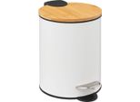 5Five Simply Smart Abfalleimer Modern Color Soft Close, Kosmetikeimer, Metall, Bambus, Kunststoff, Weiß, 3 Liter, 174572G
