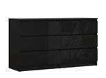 Cassettiera 6 Cassetti, Nero Opaco / Nero Lucido, 138 X 78 X 39 Cm