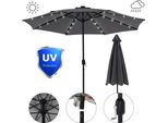 Ombrellone Mucola Ø3M Incl. Led Ombrellone Da Giardino Girevole A 360° Ombrellone A Sbalzo Ombrellone Da Spiaggia - Grigio Con Led