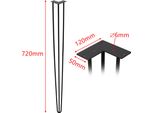 Clanmacy 4 Pezzi Gambe Da Tavolo Metallo Nero Corridori Da Tavolo Forcina Da Tavolo 12 Mm, Gambe A Forcina In Acciaio