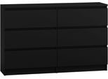 Cassettiera Con 6 Cassetti, Nero Opaco, 138 X 78 X 39 Cm