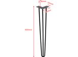 Karpal Set Di 4 Gambe Da Tavolo Hairpin Leg 40Cm (16 Pollici) 3 Puntoni Fai Da Te Gamba Del Tavolo In Acciaio Gambe A Forcina Telaio Del Tavolo, Per Tavolo Da Pranzo Tavolino, Armadi Tv, Armadio