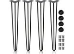 Vingo 4 Pezzi Gambe Da Tavolo In Metallo Nero Corridori Da Tavolo Gamba Da Tavolo A Forcina 12 Mm, Gambe A Forcina In Acciaio, Gamba A 3 Barre, 40 Cm
