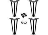Vingo Gambe Da Tavolo A 3 Barre In Metallo Nero Corridori Da Tavolo Gamba Da Tavolo A Forcina 12 Mm, Gambe A Forcina In Acciaio, 4 Pezzi Di Gamba, 35 Cm