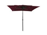 Vidaxl Ombrellone Con Palo In Alluminio A 3 Strati Rosso Bordeaux 2,5X2,5 M