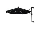 Vidaxl Ombrellone Da Parete Con Led 300 Cm Nero