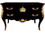 PompööS By Casa Padrino Cassettiera Barocca Con 2 Cassetti E Piano In Vetro Nero/Oro - Cassettiera Barocca PompööS Disegnata Da Harald GlööCkler