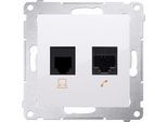 Presa Per Computer RJ45 Cat.5E E Presa Telefonica RJ12 Bianco Lucido Simon 54 Premium D5T.01/11