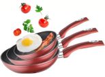 Set Di 3 Padelle A Induzione Padella Antigraffio Padella A Induzione Antiaderente ø 20 Cm, ø 24 Cm, ø 28 Cm, Rosso