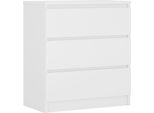 Cassettiera 3 Cassetti, Bianco Opaco, 78 X 70 X 39 Cm