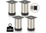 Wolketon 4X Mobili Piedi Zoccolo Piedi Cassettiera Base Armadio Letto Piedi Hotel Regolabile In Acciaio Inox 120Mm