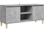 Syfax™ Mobile Tv Con Gambe In Legno Grigio Cemento 103,5X30X50 Cm