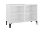 Syfax™ Mobile Tv Con Gambe In Metallo Bianco Lucido 69,5X30X50 Cm