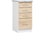 Armadio Da Cucina Lima S40Cm Con 4 Cassetti Bianco/Ec Sonoma 40 Cm