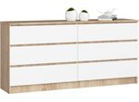 Akord Credenza 6 Cassetti Rovere Sonoma/Bianco 160X40X77 Cm