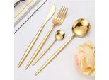Set Di Posate 30 Pezzi Per 6 Persone In Acciaio Inox 18/10 Inserto Multiuso Per Casa Coltello Forchetta Cucchiaio Cucina Ristorante, Oro