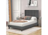 Letto Imbottito Sweiko 140X200 Cm Letto Matrimoniale Con Rete A Doghe E Testiera In Legno, Letto Classico Per Camera Da Letto, Grigio