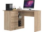 Scrivania Ad Angolo B16 Clp In Rovere Sonoma Con Ripiani E Cassetti 124,5 Cm