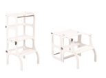 Ette Tete Step'n'Sit Torre Didattica Pieghevole In Legno Bianco | Aiuto Cucina Montessori Per Bambini | Sedia Didattica 2 In 1 Con Tavolo
