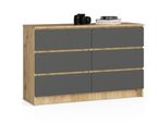 Comò K120 6 Cassetti Rovere Artisan Grigio Grafite