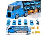 Malplay Camion Con Veicoli | Auto + Elicottero | Giocattolo Per Il Trasporto | Camion Transporter | Per Bambini Da 3 Anni