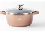 Pentola In Alluminio Fuso Coperchio In Vetro Ø20Cm Rivestimento In Marmo Per Induzione Zuppiera In Rame