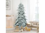 Costway 210Cm Albero Di Natale Artificiale A Matita Con Pigne, Albero Di Natale Innevato Con Supporto In Metallo, Albero Di Natale 1108 Aghi Di Pizzo In Pvc, Albero Artificiale Di Natale Sistema Pieghevole