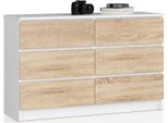 Akord Credenza 6 Cassetti Bianco/Rovere Sonoma 120X40X77 Cm