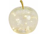 Mela Led In Vetro 16 Cm - Trasparente - Frutta Decorativa In Vetro Rotto A Batteria Con Timer