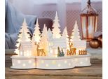 Città Di Natale Illuminata Con 10 Led Bianco Caldo - Circa 30X15X20 Cm