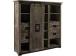 MASSIVMOEBEL24 | Railway #262 Credenza In Legno Di Mango - Laccato / Grigio 142X45X147