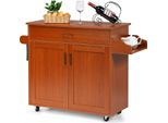 Costway Carrello Da Cucina Con Portasciugamani Portaspezie Cassetto E Ripiano Regolabile In Altezza Isola Da Cucina Arrotolabile Carrello Portavivande Marrone
