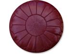 Pouf Marocchino In Vera Pelle - Tutto Bordeaux - Fatto A Mano - Consegnato Riempito - Pouf Ottomano A Sacco
