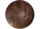 Pouf Marocchino Xl In Vera Pelle - Cioccolato - Fatto A Mano - Consegnato Riempito - Poggiapiedi A Sacco Ottomano